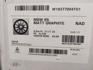 Llantas de aleación MSW 85, Gris Mate 4x108, 6x15