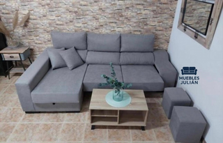 Sofás chaise longue 2 puff + 2 cojines
