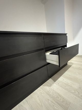 Cajonera 6 cajones, mueble negro-marrón