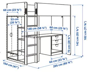 Cama Alta Niño, SMÅSTAD de Ikea Blanca NUEVA