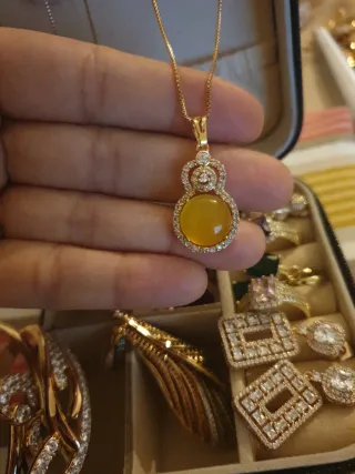 Joyero con joyas chapadas en oro 18 k anillos tall