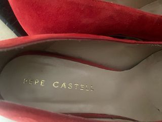 Zapatos Pepe Castell Tacon Rojo Ante Talla 39