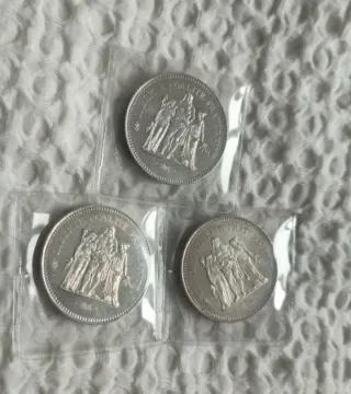 3 Monedas 50 Francos Plata Francia