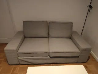 Sofá de 2 plazas tela beige/gris