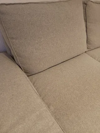 Sofá de 2 plazas tela beige/gris