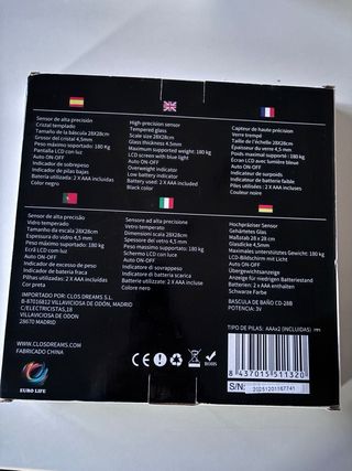 Báscula Baño Digital Euro Life NUEVA sin abrir.