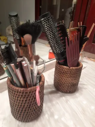 2 Accesorios Baño Tocador Mimbre