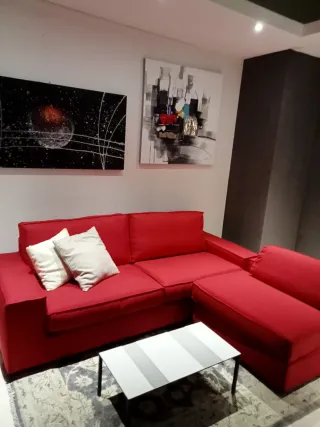 Divano rosso 3 posti poltrona penisola reversibile