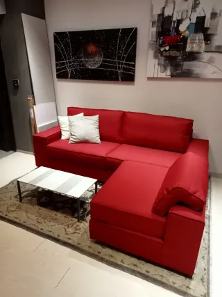 Divano rosso 3 posti poltrona penisola reversibile