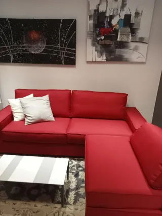 Divano rosso 3 posti poltrona penisola reversibile