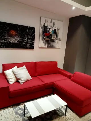 Divano rosso 3 posti poltrona penisola reversibile