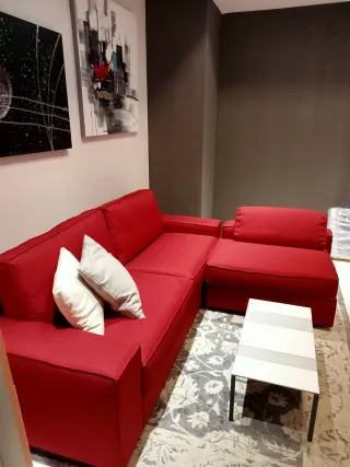 Divano rosso 3 posti poltrona penisola reversibile