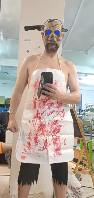 Disfraz Asesino Delantal Máscara Cuchillo