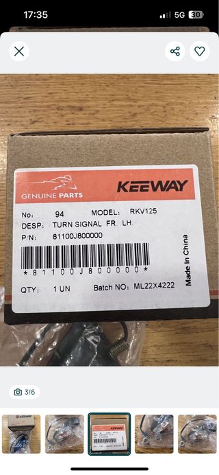Pisca Esquerdo Keeway RKV125 Novo