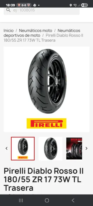 Neumático Pirelli Diablo Rosso II 180/55 ZR 17