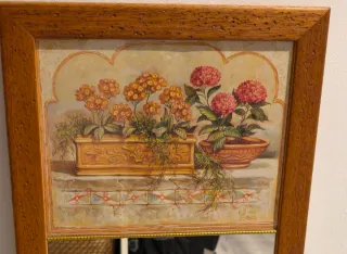 Espejo Marco Madera con Detalle floral