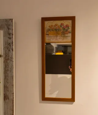 Espejo Marco Madera con Detalle floral