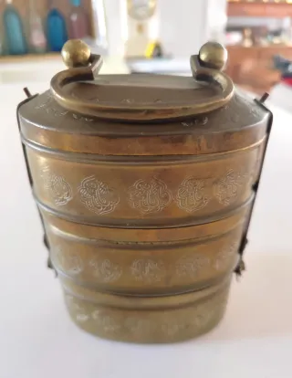Fiambrera tiffin antigua latón