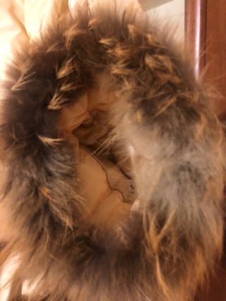 Giacca piumino invernale beige con pelliccia