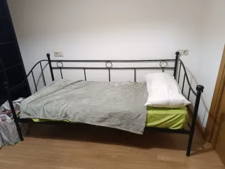 Cama forja negra 90cm + colchón