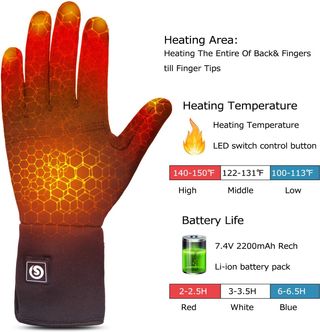 Guantes Calefactables Moto Batería Negros TALLA L