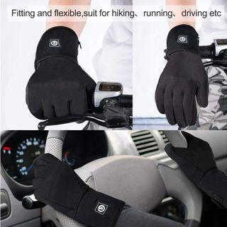 Guantes Calefactables Moto Batería Negros TALLA L