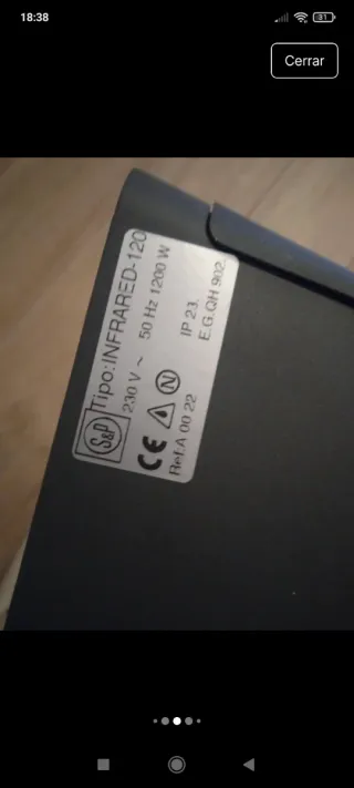 Calefactor Eléctrico Baño S&P