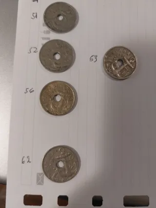 5 Monedas 50 cts España Estrellas 51,52,53,56,62
