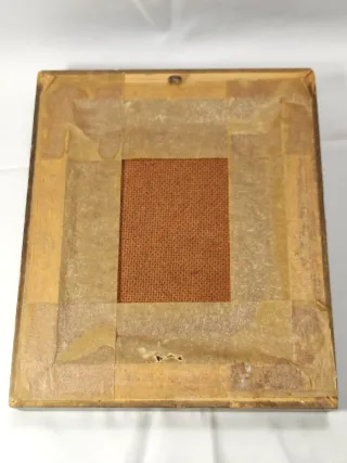 Lote cuadro antiguo y linterna vintage