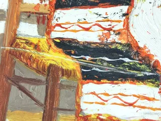 Lote cuadro antiguo y linterna vintage