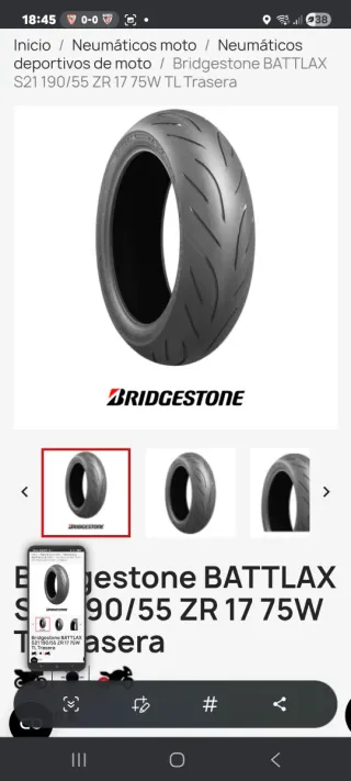 Bridgestone Battlax S21 190/55 ZR 17 75W