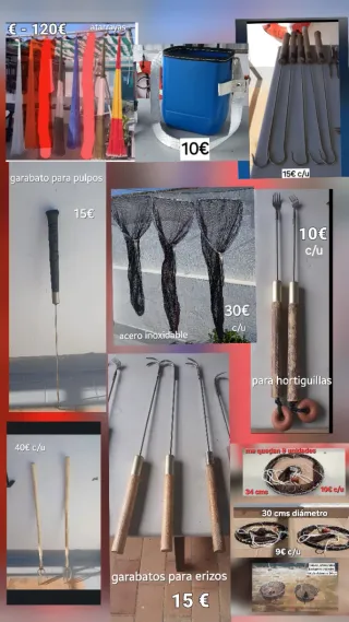 Útiles de pesca y marisqueo