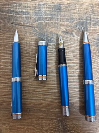 Set Pluma, Bolígrafo y Portaminas Azul