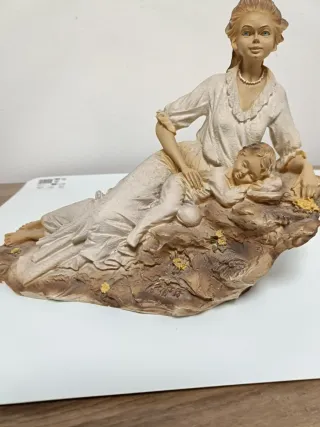 Figura decorativa Madre con Hijo estilo Vintage.