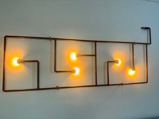 Lámpara tubería cobre con bombilla filamento LED