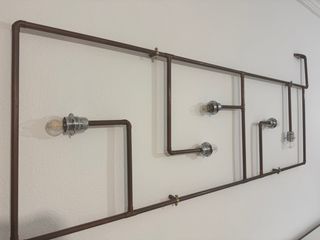 Lámpara tubería cobre con bombilla filamento LED