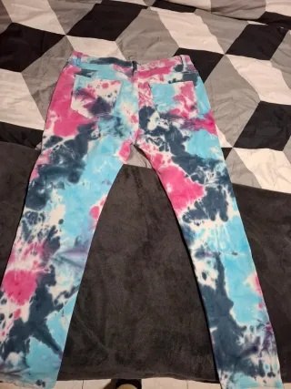 Jeans tie-dye blu/rosa