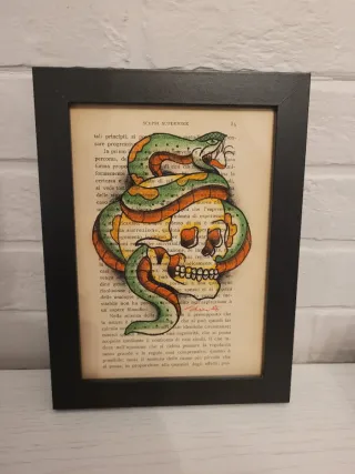 Quadro tattoo serpente e teschio