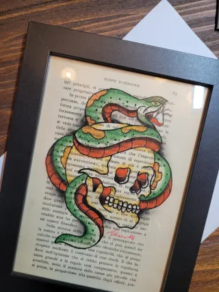 Quadro tattoo serpente e teschio