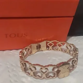 Pulsera Tous Oso Corazones Baño Oro
