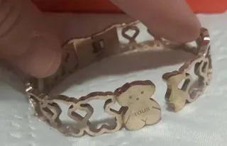 Pulsera Tous Oso Corazones Baño Oro