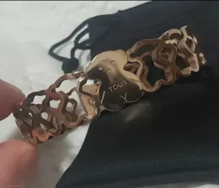Pulsera Tous Oso Corazones Baño Oro