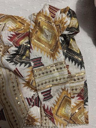 Falda pantalón bordada con perlas