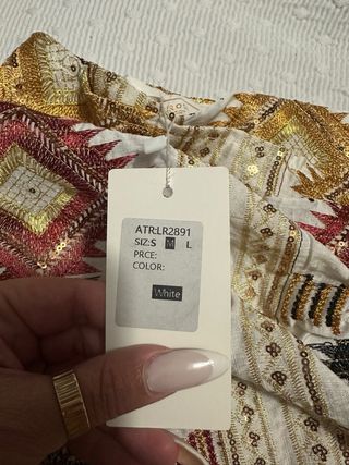 Falda pantalón bordada con perlas