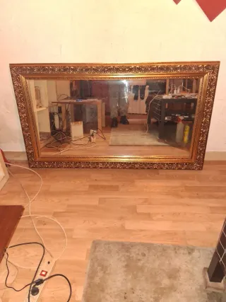 Espejo antiguo madera y cristal largo 1,39ancho80,