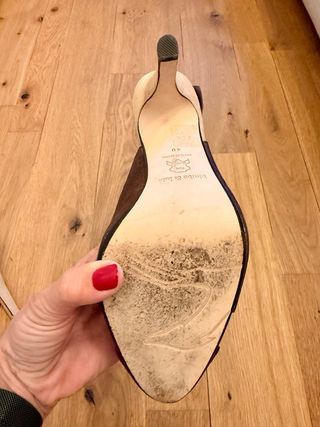 Sandalias Bimba y Lola tacón alto marrón y beige