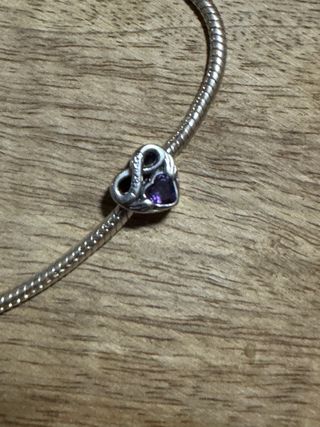 Charm Corazón Piedra Mes Febrero plata 925