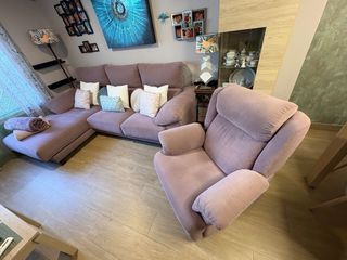 Sillón relax tela rosa/morado