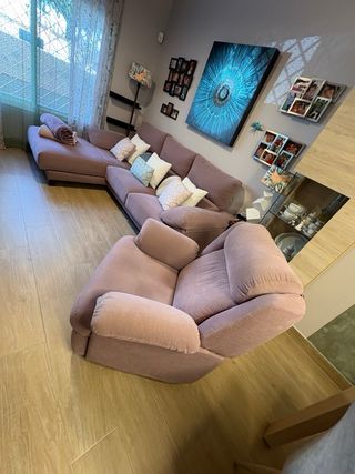 Sillón relax tela rosa/morado