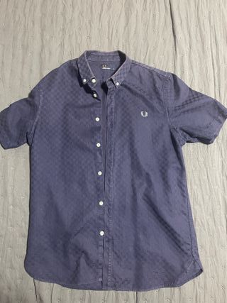 Camisa Fred Perry Manga Curta Azul Tamanho M